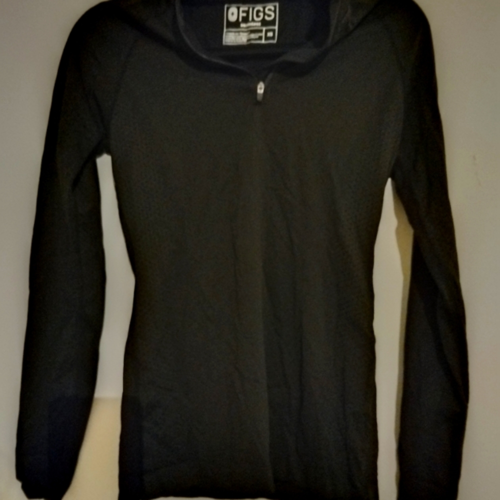 Figs Black Fitted Long Sleeve Hoodie